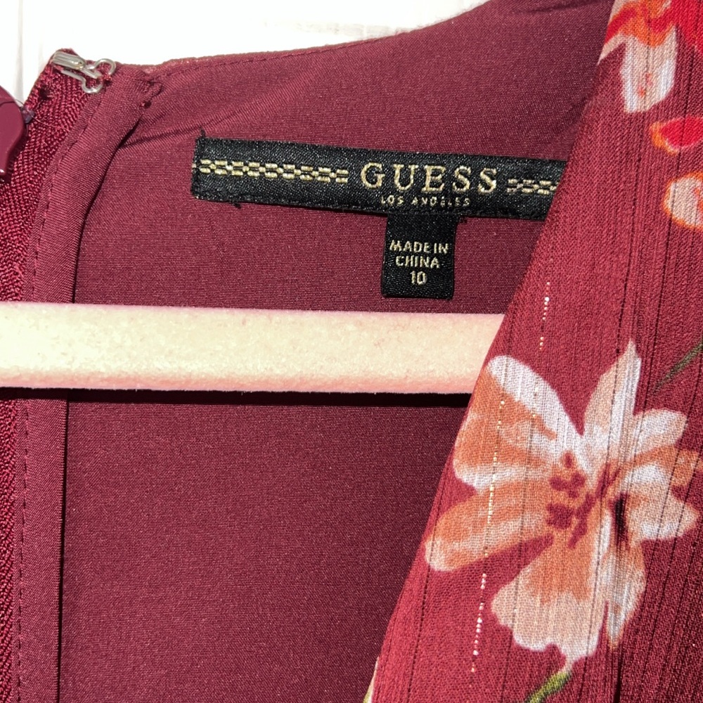 Guess Burgundy Floral Long Sleeve Dress - Picture 6 of 6